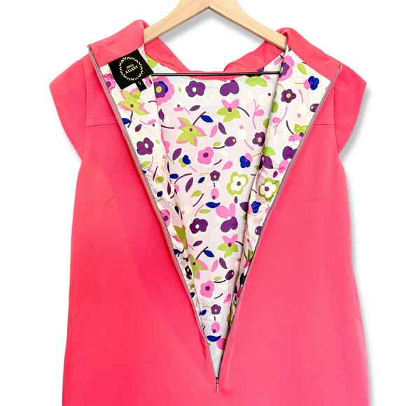 Julia‎ Allert Luxury Couture Sustainable Pink Cap Sleeve High Neck Shift Dress S - Picture 9 of 11